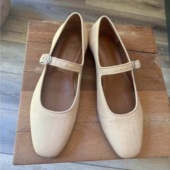 Le Monde Beryl Mary Jane Linen Flats Beige size 38 - Picture 3 of 9